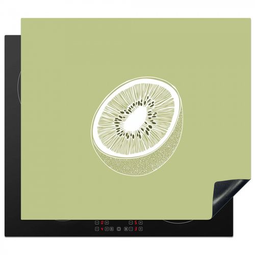 Herdabdeckplatte - Kiwi - Strichzeichnung - Minimalistisch - Grün