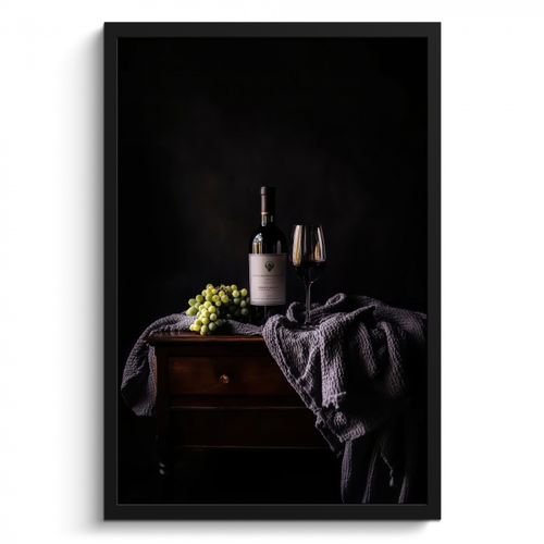 Bilder mit Rahmen - Trauben - Wein - Rot - Tafel