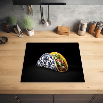 Herdabdeckplatte - Taco - Fleisch - Salat - Delfter Blau - Motiv