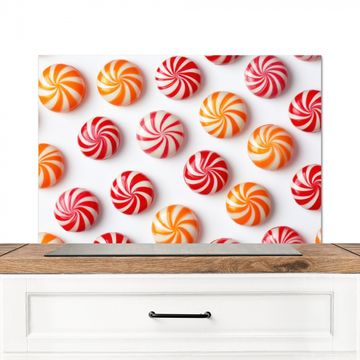 Spritzschutz Küche - Süßigkeiten - Muster - Rot - Orange