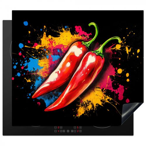 Herdabdeckplatte - Pfeffer - Graffiti - Farbe - Abstrakt - Modern - Farbenfroh