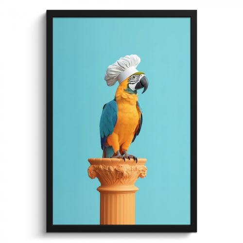 Bilder mit Rahmen - Papagei - Kochmütze - Lustig - Vogel