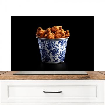 Spritzschutz Küche - Huhn - Eimer - Delfter Blau - Schmackhaft