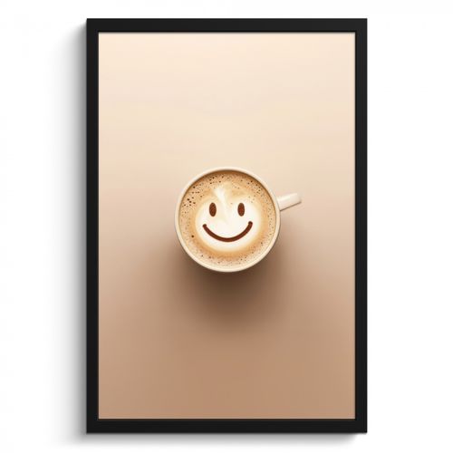 Bilder mit Rahmen - Kaffee - Milchschaum - Lächeln - Beige