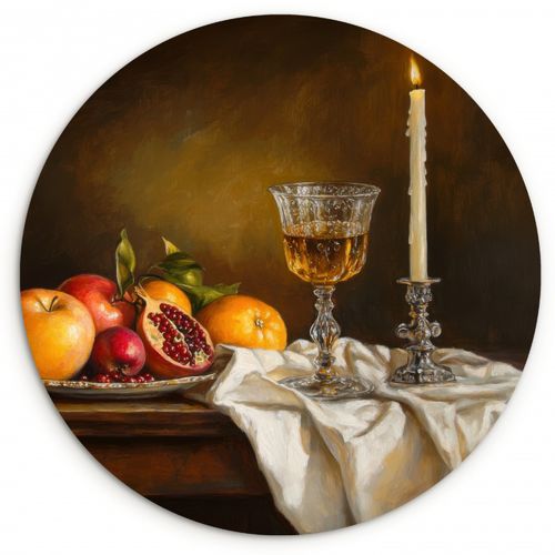 Runde Bilder - Obst - Stilleben - Wein - Kerze