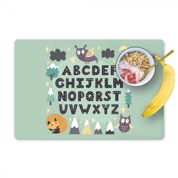 Tischset - Illustration Alphabet mit grünem Hintergrund - 6 Stück