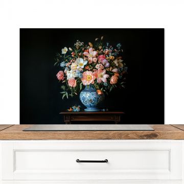 Spritzschutz Küche - Rosa - Blumen - Vase - Farben