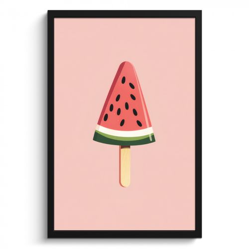 Bilder mit Rahmen - Wassermelone - Eiscreme - Kerne - Rot