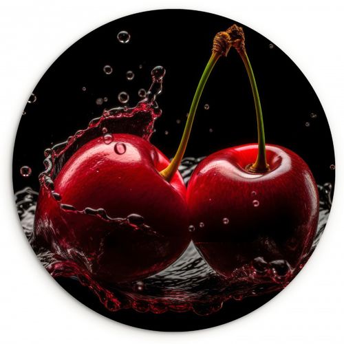 Runde Bilder - Kirsche - Rot - Frucht - Wasser - Schwarz
