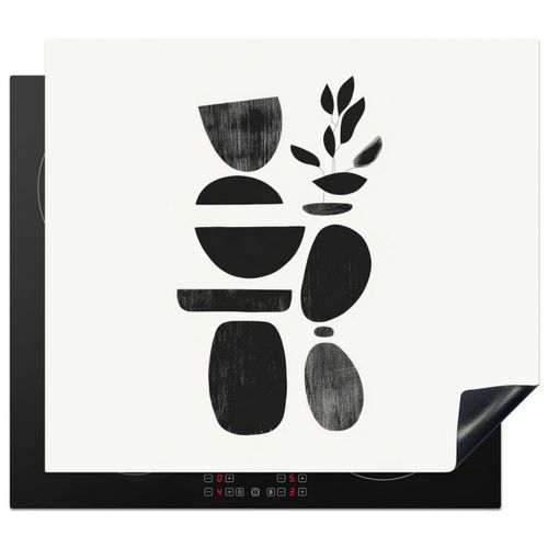 Herdabdeckplatte - Japandi - Schwarz - Abstrakt
