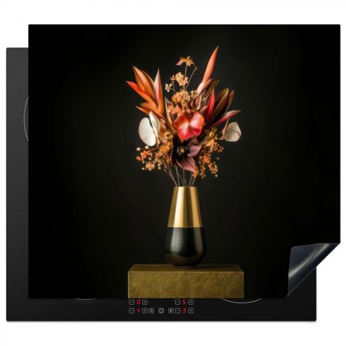 Herdabdeckplatte - Exotisch - Blumenstrauß - Vase - Gold