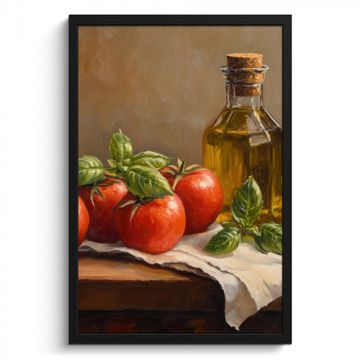 Bilder mit Rahmen - Tomaten - Olivenöl - Stilleben
