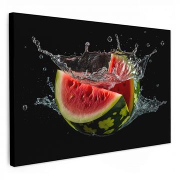 Leinwandbilder - Wassermelone - Schwarz - Wasser - Obst - Melone