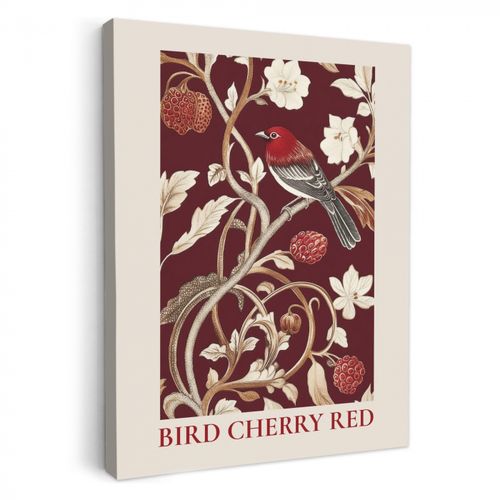 Vogel - Bordeaux - Blumen - Beeren