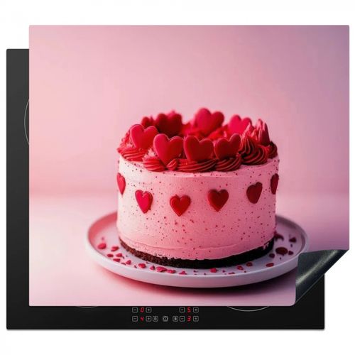 Herdabdeckplatte - Torte - Herz - Rosa