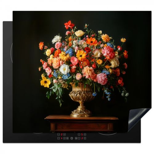 Herdabdeckplatte - Gold - Blumen - Farben - Vase