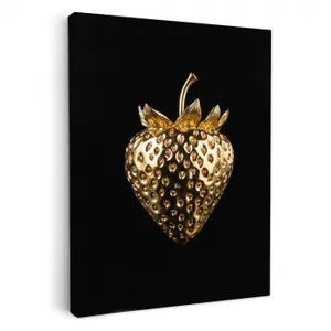 Leinwandbilder - Erdbeere - Gold - Schwarz - Chrom