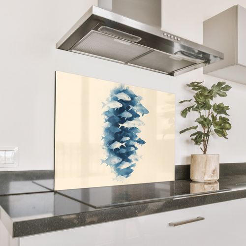 Spritzschutz Küche - Fische - Minimalistisch - Blau