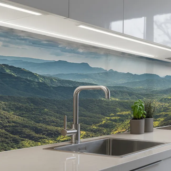 Landschap - Vallei - Groen keuken achterwand 2 middel -3d_schuin