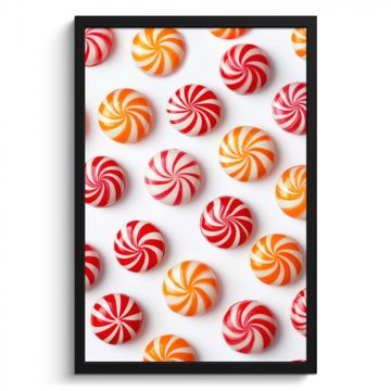 Bilder mit Rahmen - Süßigkeiten - Muster - Rot - Orange
