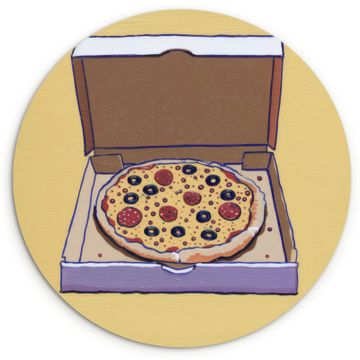Runde Bilder - Pizza - Schachtel - Salami - Illustration