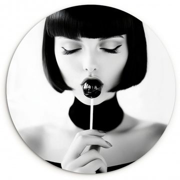 Runde Bilder - Frau - Lolly - Schwarz - Weiß