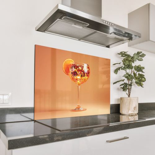 Spritzschutz Küche - Getränk - Orange - Glitzer - Disco