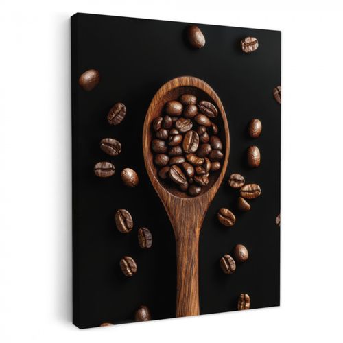 Leinwandbilder - Holz - Schwarz - Kaffeebohnen