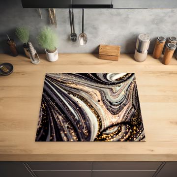 Herdabdeckplatte - Cosmic Waves mit goldenem Sternenstaub