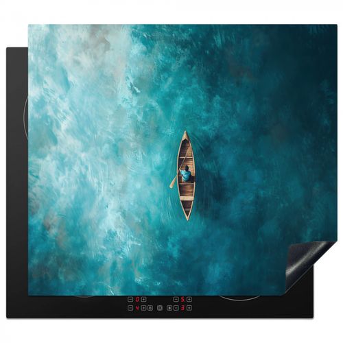 Herdabdeckplatte - Boot - Wasser - Blau