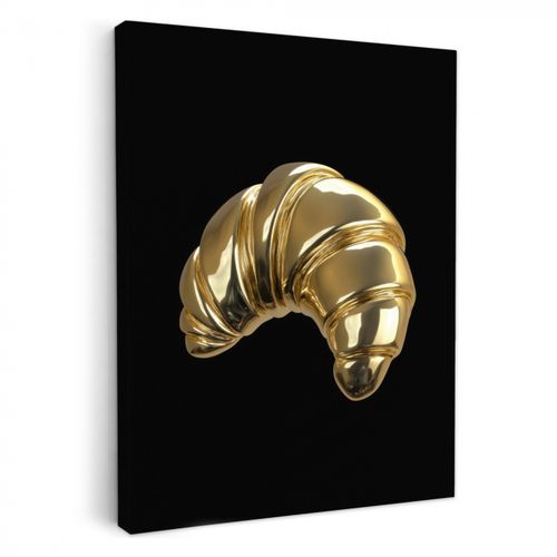 Leinwandbilder - Croissant - Brot - Gold - Schwarz