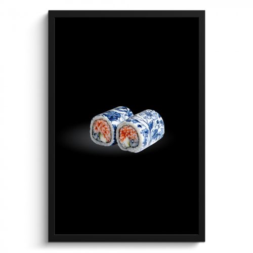 Bilder mit Rahmen - Sushi - Delfter Blau - Reis - Fisch - Elegant