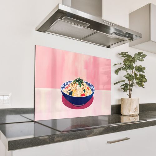 Spritzschutz Küche - Reis - Illustration - Schüssel - Gemüse
