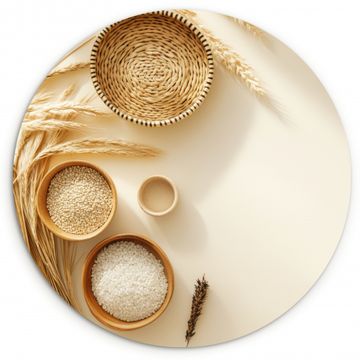 Runde Bilder - Müsli - Holz - Schale - Beige