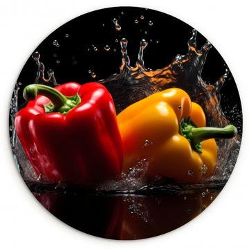 Runde Bilder - Paprika - Wasser - Schwarz - Gemüse - Rot - Gelb