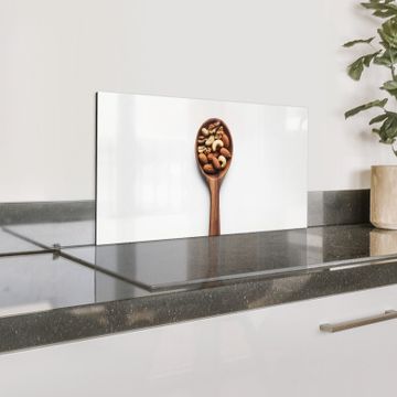 Spritzschutz Küche - Walnuss - Weiß - Holz
