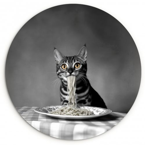 Runde Bilder - Bengalisch - Katze - Tischtuch - Schwarz - Weiß - Tier