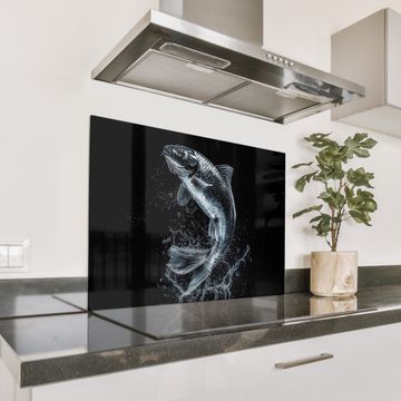 Spritzschutz Küche - Fische - Koi - Schwarz - Wasser