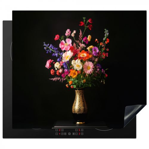 Herdabdeckplatte - Bunt - Blumenstrauß - Vase - Gold