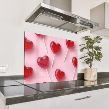 Spritzschutz Küche - Lutscher - Herzen - Rosa