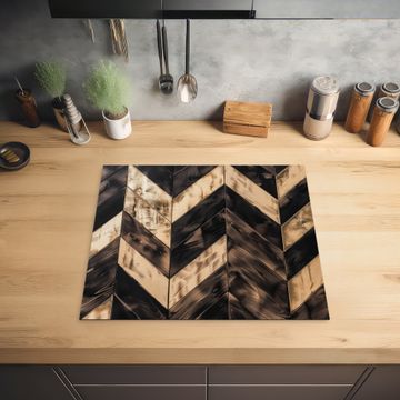 Herdabdeckplatte - Geometrisches Holzmosaik
