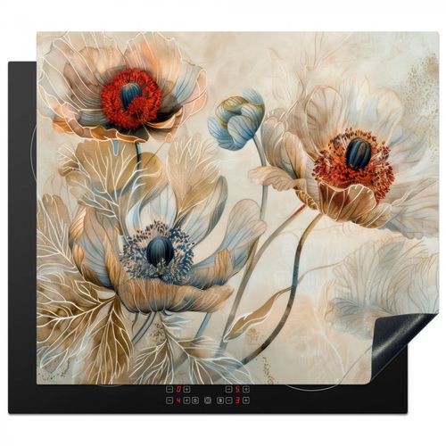 Herdabdeckplatte - Blumen - Beige - Modern - Illustration