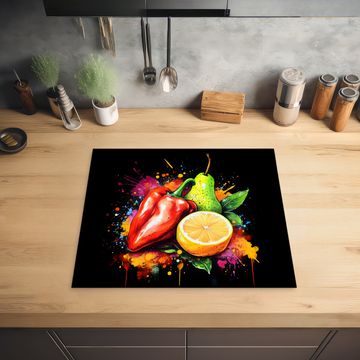 Herdabdeckplatte - Paprika - Birne - Zitrone - Graffiti - Farbe - Abstrakt