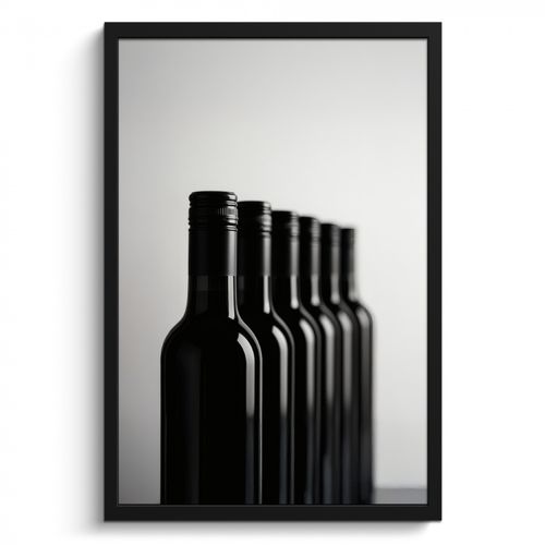 Bilder mit Rahmen - Weinflaschen - Schwarz - Minimalistisch