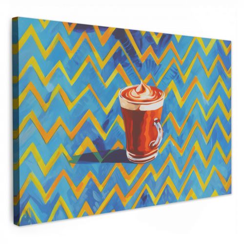 Leinwandbilder - Becher - Kaffee - Zickzack - Schlagsahne