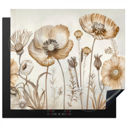 Herdabdeckplatte - Blumen - Beige - Natur - Illustration