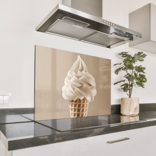 Spritzschutz Küche - Eiscreme - Softeis - Cremig - Horn - Beige
