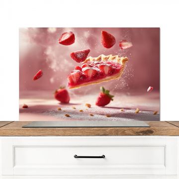 Spritzschutz Küche - Erdbeere - Torte - Essen - Rosa