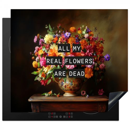 Herdabdeckplatte - Farbe - Blumen - Vintage - Blumenvase