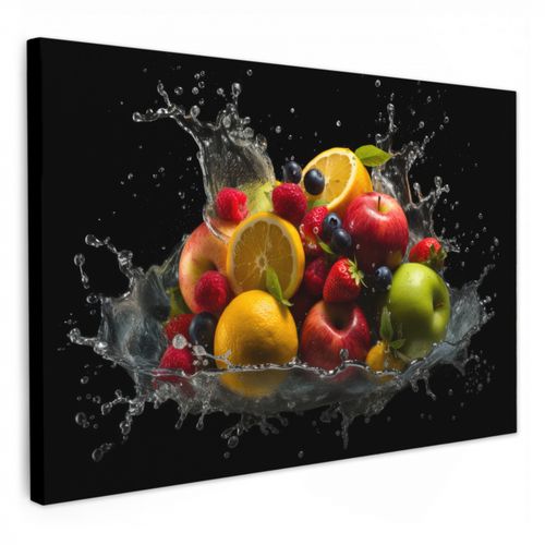 Leinwandbilder - Obst - Apfel - Orange - Rote Früchte - Wasser